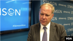 Conor Savoy, director of policy and advocacy at the Washington-based Global Innovation Fund, spoke at a panel on "US Engagement on Indo-Pacific Infrastructure and Development" held at Stimson Center in Washington DC, September 6, 2018. (Chetra Chap/VOA Khmer)