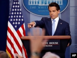 New White House communications director Anthony Scaramucci speaks to members of the media in the Brady Press Briefing room of the White House in Washington, July 21, 2017.