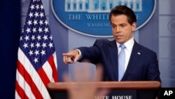 New White House communications director Anthony Scaramucci speaks to members of the media in the Brady Press Briefing room of the White House in Washington, July 21, 2017.