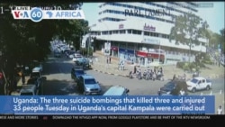 VOA60 Africa - Uganda: The three suicide bombings kill three and injure 33 in Kampala