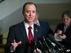 FILE - Rep. Adam Schiff, D-Calif. speaks to reporters on Capitol Hill, March 7, 2017.