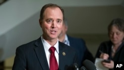 The House intelligence committee's ranking member, Rep. Adam Schiff, D-Calif., speaks to reporters on Capitol Hill, March 7, 2017. As congressional investigations into Russia’s interference in the 2016 election are ramping up, so is the political division, raising questions about whether lawmakers' work will be viewed as credible. 