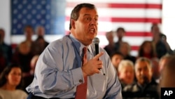 FILE - Chris Christie, speaks at a town hall-style campaign event in New Hampshire. Christie was considered as a potential vice presidential choice for Mitt Romney when he ran against Obama in 2012. 