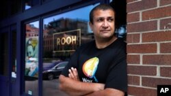 Manish Mallick, owner of the Indian restaurant ROOH, poses for a portrait outside the West Loop restaurant in Chicago, July 14, 2020. 
