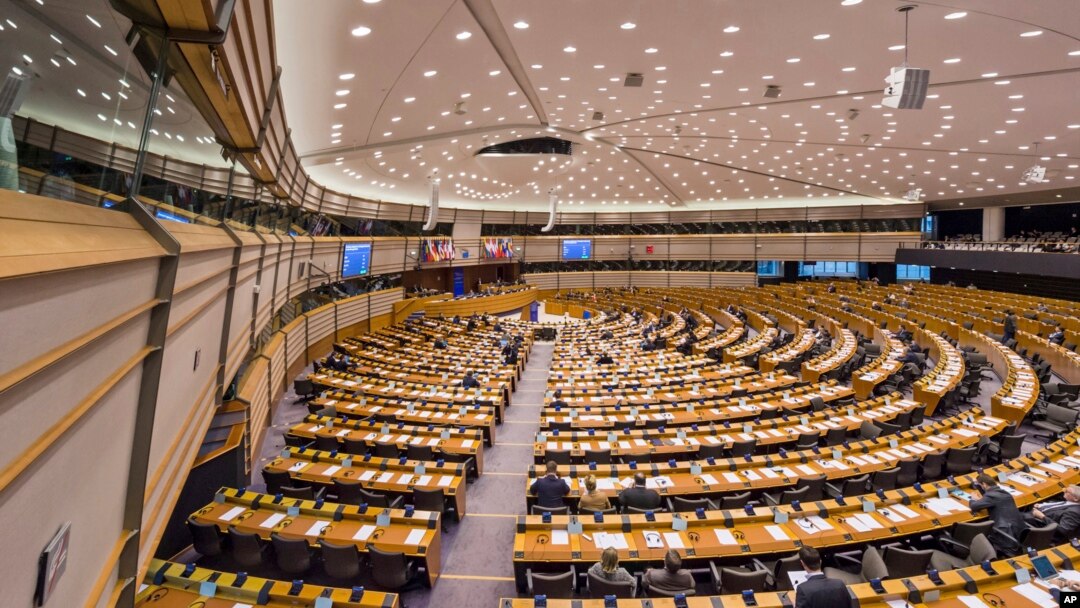 Toàn cảnh phòng họp Nghị viện châu Âu ở Brussels, Bỉ