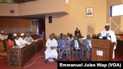 Alamine Ousmane Mey, ministre de l’économie de la planification et de l’aménagement du territoire, à Yaoundé, Cameroun, le 26 avril 2019. (VOA/Emmanuel Jules Ntap)