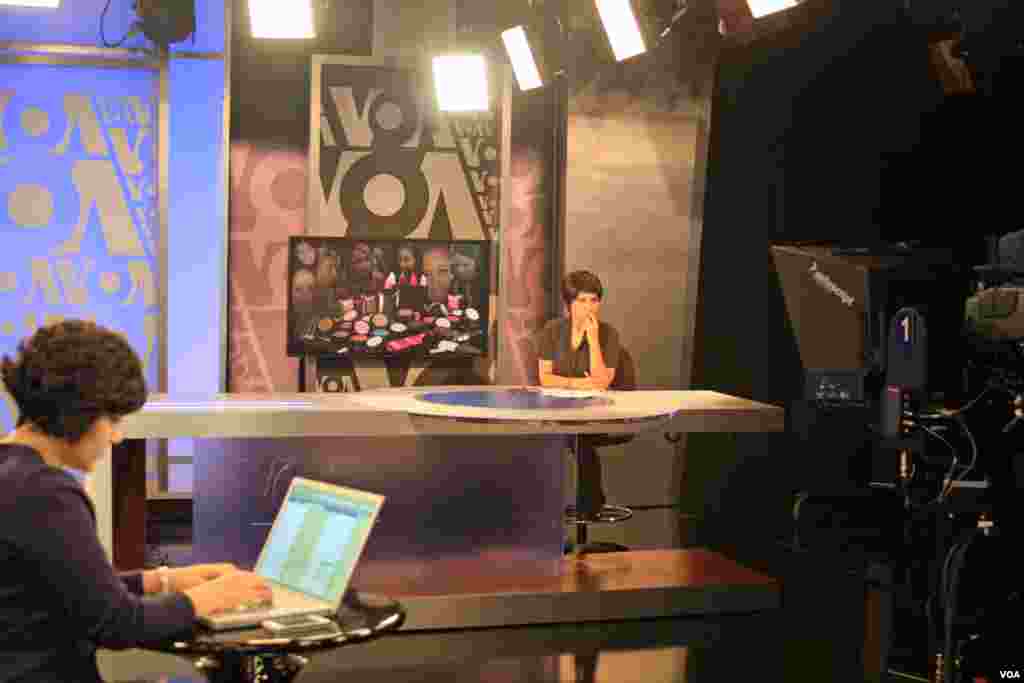 VOA studio 52 in use for Persian Service TV broadcast.