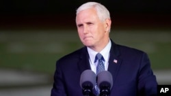 FILE - Vice President Mike Pence speaks in Floresville, Texas, Nov. 8, 2017. Pence is carving out a role as a presidential envoy for Donald Trump.