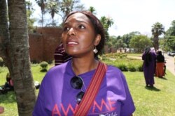 Edith Kambalame, who helped lead the rally, says female journalists are fed up reporting about sexual abuses of women and girls. (Lameck Masina/VOA)