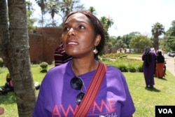 Edith Kambalame, who helped lead the rally, says female journalists are fed up reporting about sexual abuses of women and girls. (Lameck Masina/VOA)
