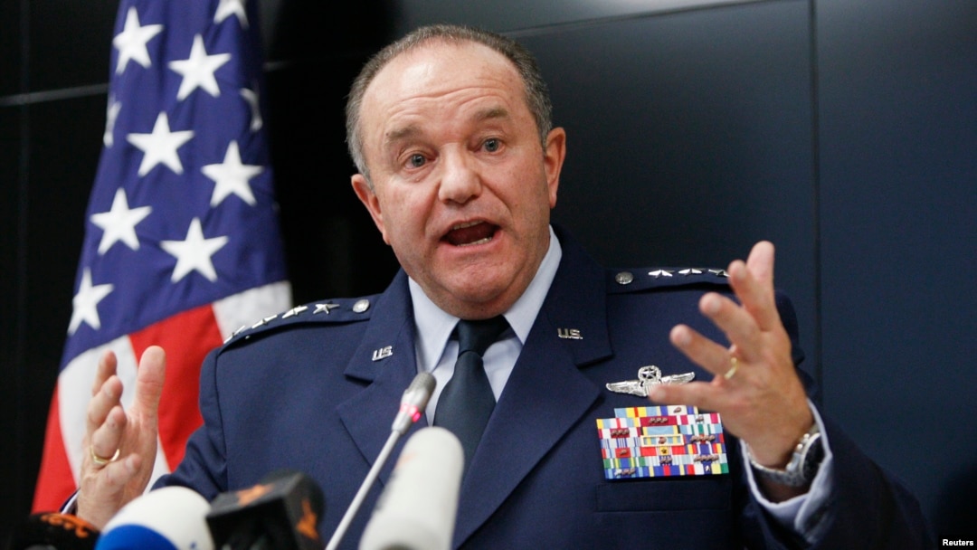 FILE - U.S. General Philip Breedlove, NATO Supreme Allied Commander Europe, speaks during a news conference in Kyiv, November 2014. 