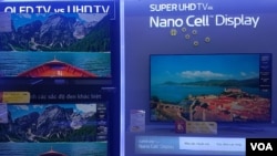 Nano and other smart technology are increasingly common in TVs in Vietnam, which hopes to make tech a bigger part of its economy. (Ha Nguyen for VOA)