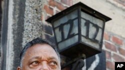 The American civil rights activist Rev. Jesse Jackson visits the former Nazi death camp of Auschwitz-Birkenau in Oswiecim, Poland on Friday, Aug. 2, 2019. 