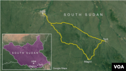 The roads linking Juba, Torit, and Magwi, South Sudan