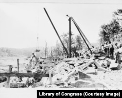 A photo showing the site of the first construction on the Blue Ride Parkway.