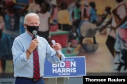 Democratic U.S. presidential nominee Joe Biden campaigns in Miami, Florida, October 5, 2020.