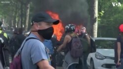 Car Set on Fire During Yellow Vests Protest in Paris 