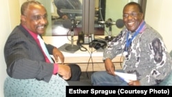 SPLM-N Secretary General Yasir Arman and South Sudan in Focus Host John Tanza at VOA's studio in Washington, D.C. (Courtesy photo) 