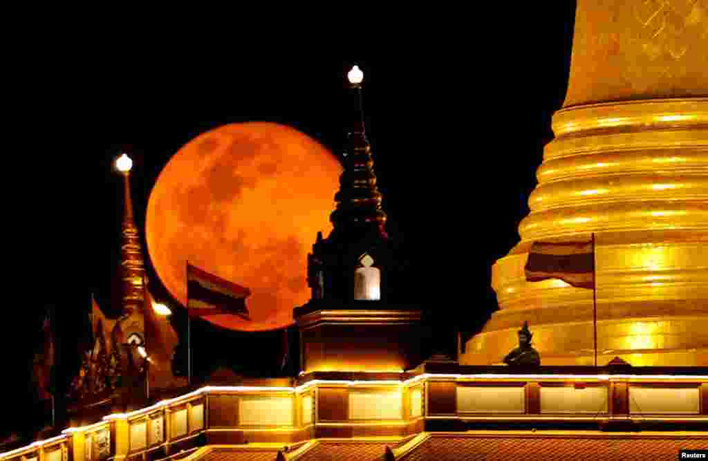 د تایلند طلایي معبد او سپوږمۍ