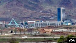 The Kaesong industrial complex in North Korea is seen from the Taesungdong freedom village inside the demilitarized zone April 24, 2018. South Koreans who owned businesses at the complex want to be able to see conditions there to plan for easing of sanctions. (AP Photo/Lee Jin-man) 