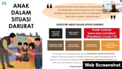 Kategori anak dalam situasi darurat, termasuk anak korban bencana nonalam membutuhkan perlindungan khusus dalam bentuk Pemenuhan Kebutuhan Dasar dan Pemenuhan Kebutuhan Khusus, Kamis, 12 Agustus 2021. (Foto: Tangkapan Layar)