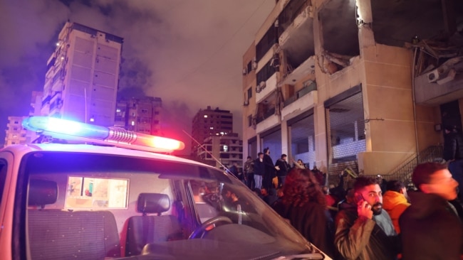تصویری از حومه بیروت که مورد حمله پهپادی قرار گرفت.