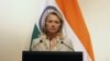 U.S. Secretary of State Hillary Clinton pauses during a joint news conference with India's Foreign Minister Somanahalli Mallaiah Krishna (unseen) in New Delhi May 8, 2012. 