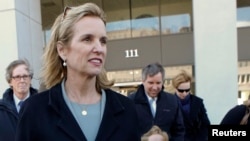 Kerry Kennedy exits the Westchester County Courthouse in White Plains, New York, Feb. 24, 2014.