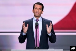 Donald Trump, Jr., son of Republican Presidential Candidate Donald Trump, speaks during the second day of the Republican National Convention in Cleveland, Tuesday, July 19, 2016.