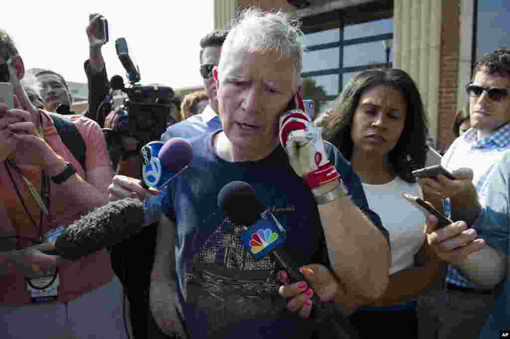 Rep. Mo Brooks, R-Ala. meets with reporters in Alexandria, June 14, 2017, after House Majority Whip Steve Scalise was shot.