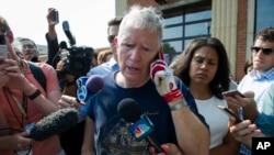 Rep. Mo Brooks, R-Ala. meets with reporters in Alexandria, Va., June 14, 2017, after House Majority Whip Steve Scalise of La. was shot by a rifle-wielding gunman at a congressional baseball practice just outside of Washington.