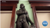 The statue of President Thomas Jefferson is seen in New York City Hall