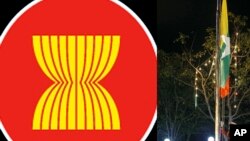 အာဆီယံတံဆိပ္နဲ႔ ျမန္မာအလံ။ (ေအပီ)