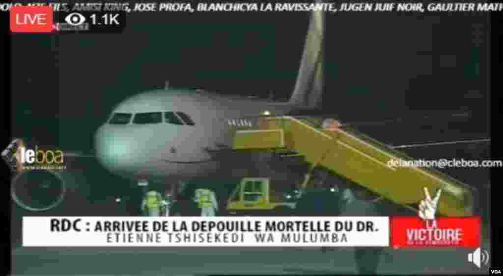 Mpepo eye ememi nzoto ya nkondo Etienne Tshisekedi kosanga na Kinshasa, aéroport ya N'Djili, le 30 mai 2019.