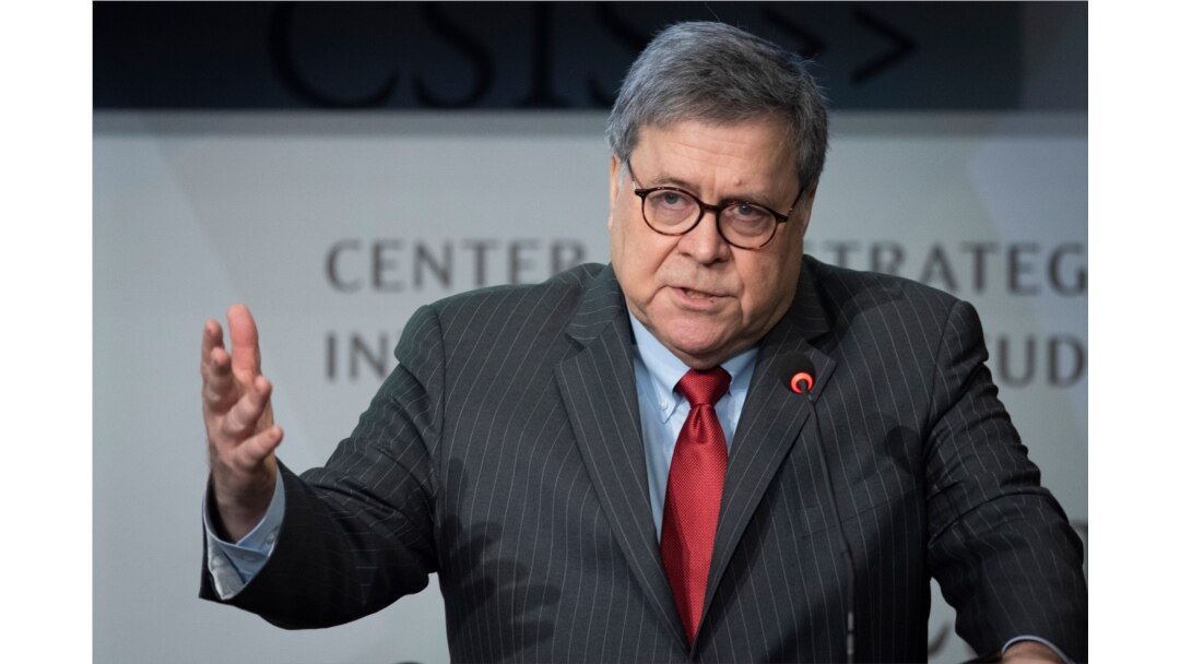 Attorney General William Barr gives the keynote address to the Center for Strategic and International Studies, CSIS China Initiative Conference, Feb. 6, 2020, in Washington.
