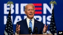 Joe Biden, calon presiden AS dari Partai Demokrat, berbicara di Wilmington, Delaware, 4 November 2020. (Foto: AP)