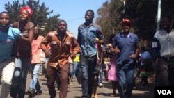 FILE: Members of the Zanu PF Youth League marching in Harare.