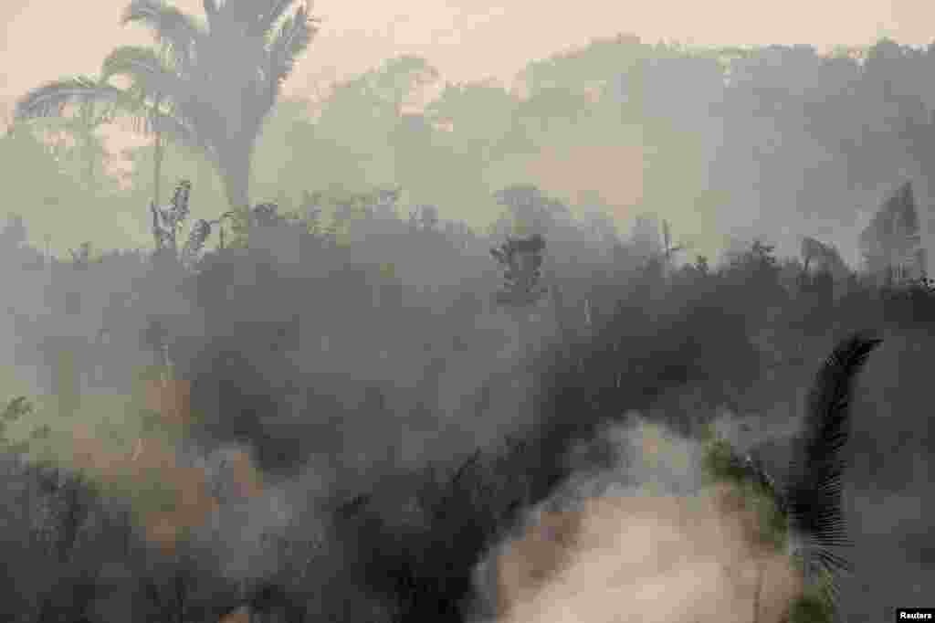 La imagen muestra parte del incendio en Humaita, estado de Amazonas, Brasil. La foto es del 14 de agosto de 2019.