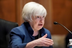 La secrétaire au Trésor des États-Unis, Janet Yellen, devant les sénateurs à Washington, le 23 juin 2021.