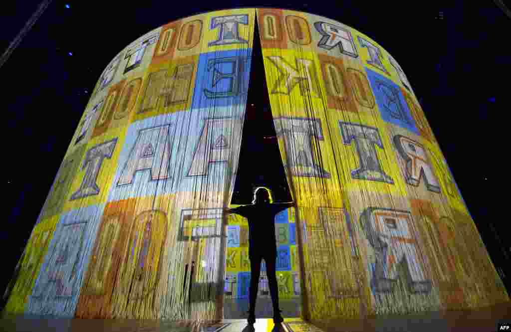 The installation &quot;Curtain Call&quot; by Israeli designer and artist Ron Arad at the Camden Roundhouse in London