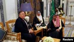 Saudi Arabia's King Salman bin Abdulaziz Al Saud meets with U.S. Secretary of State Mike Pompeo in Riyadh...