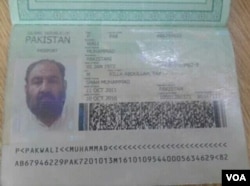 A photo shows the Pakistani passport and ID card that Mullah Akhtar Mansoor was allegedly carrying. Mansoor was killed in a U.S. drone strike Saturday near the Pakistan-Afghanistan border.