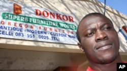 Donkor, outside one of his furniture shops in the Johannesburg suburb of Newlands
