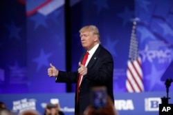 President Donald Trump speaks at Conservative Political Action Conference Friday. (AP Photo/Alex Brandon)