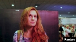 FILE - Russian national Maria Butina is seen at the 2015 FreedomFest conference in Las Vegas, Nevada, July 11, 2015, in this still image taken from a social media video.