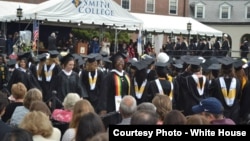 Belinda Nhundu (smiling) from St Dominic's Chishawasha in a moment of joy as she graduates with Honors in Neuroscience at Smith College, Massachusetts