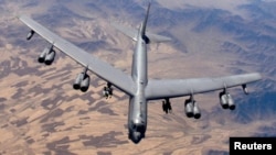 FILE - A B-52 Stratofortress prepares for refueling during a close-air-support mission in this undated handout photo from the U.S. Air Force.