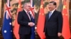 FILE - Australia's Prime Minister Anthony Albanese, left, meets with China's President Xi Jinping at the Great Hall of the People in Beijing, China, on Nov. 6, 2023. Albanese on Monday, Nov. 20, criticized China for a “dangerous” encounter between Chinese and Australian warships.