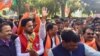 BJP party supporters danced and celebrated as results for the elections came in, Dec. 18, 2017.