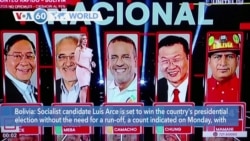 VOA60 Addunyaa - Socialist candidate Luis Arce is set to win Bolivia's presidential election without a run-off